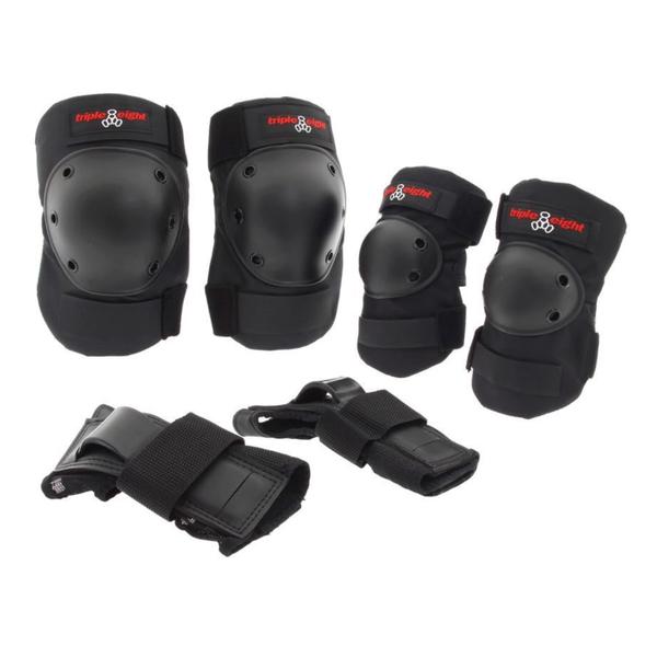 Triple 8 Junior Kids Saver Protective Pack Knee Pads Elbow Pads Wrist Guards Black - Lucky Skates