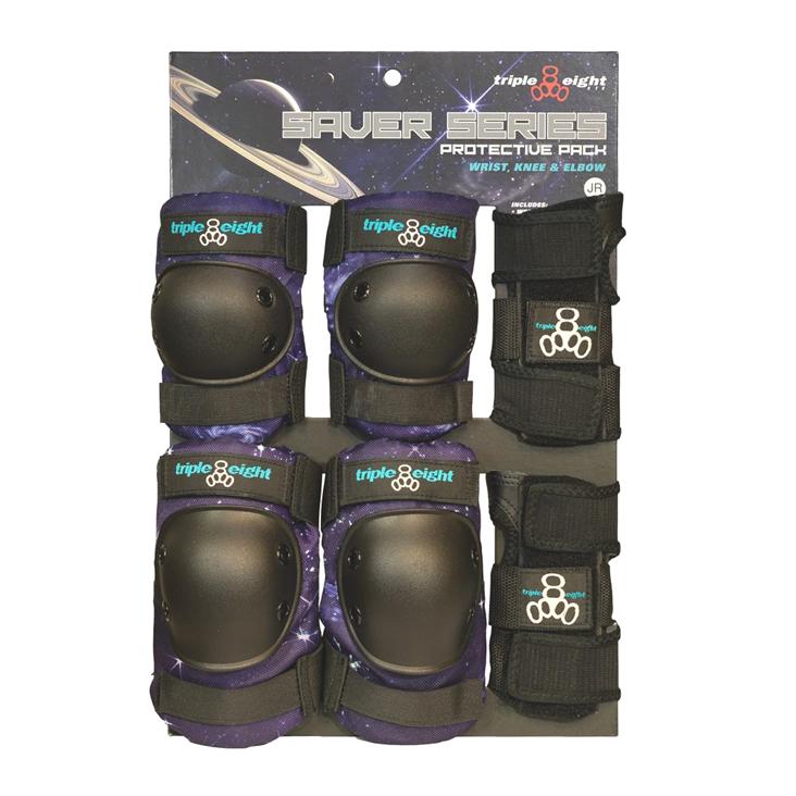 Triple 8 Galaxy Junior 3-Pack Knee Pads Elbow Pads Wrist Guards Purple - Lucky Skates