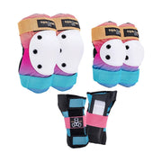 Triple 8 Sunset Protective Skate Padding Set Knee Pads, Wrist Guards Elbow Pads, Rainbow Pastel - Lucky Skates 