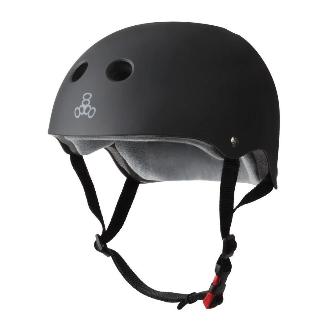 Triple 8 Certified Sweatsaver Skate Helmet Matte Black Rubber - Lucky Skates