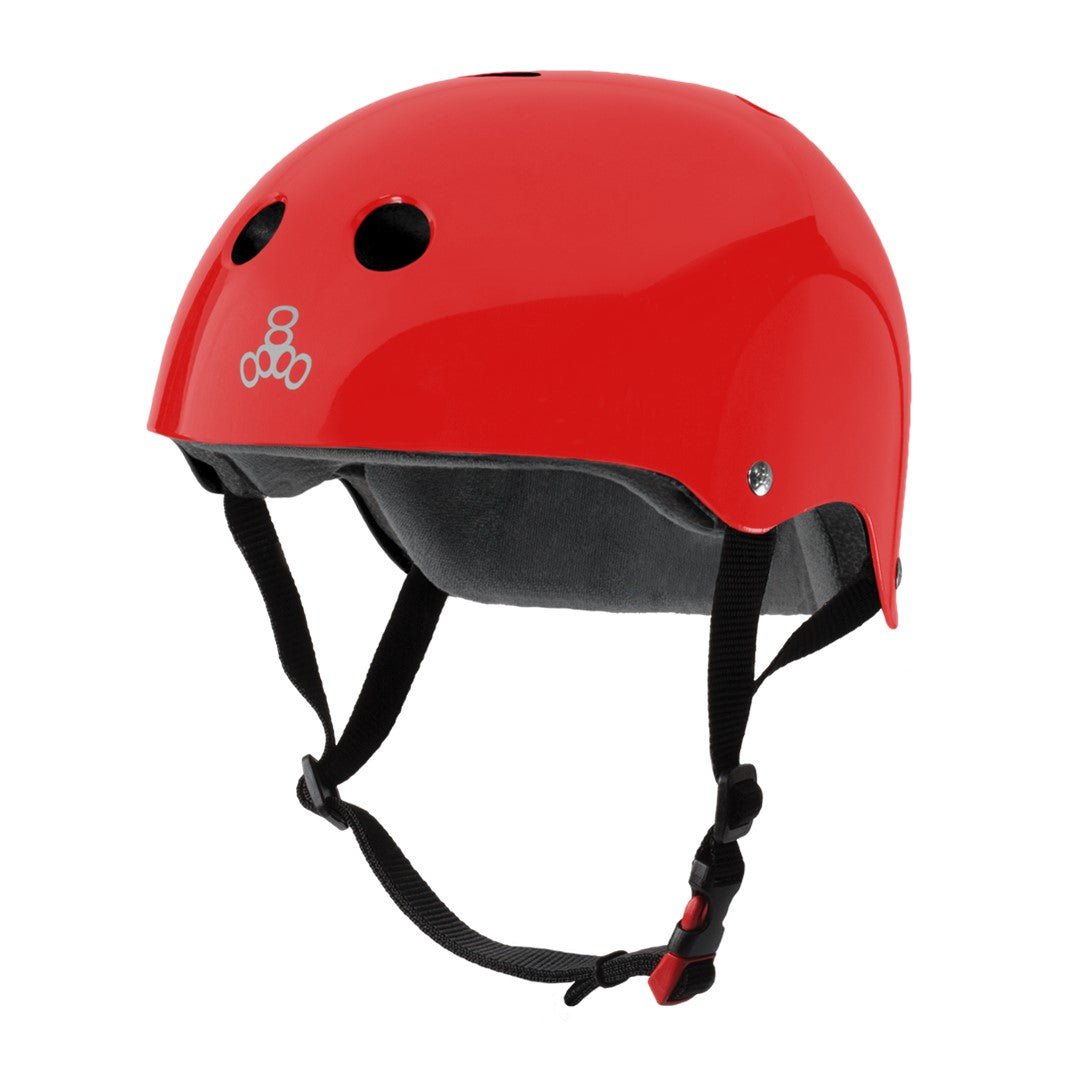 Triple 8 Certified Sweatsaver Skate Helmet Red Gloss - Lucky Skates