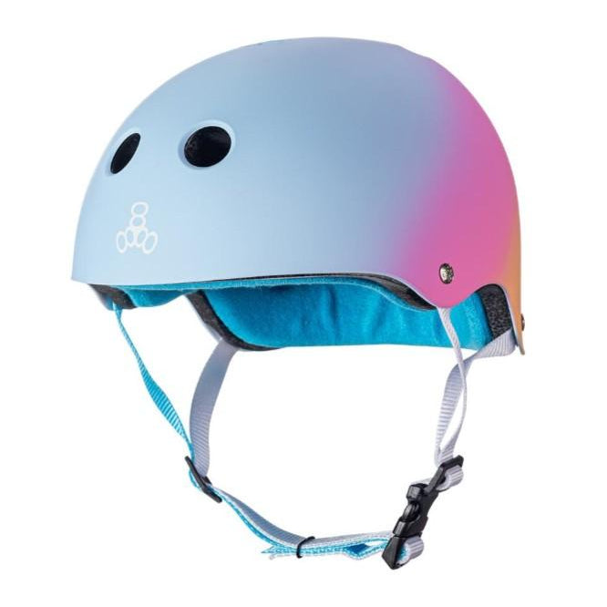 Triple 8 Certified Sweatsaver Skate Helmet Sunset Blue, Pink, Orange Ombre - Lucky Skates