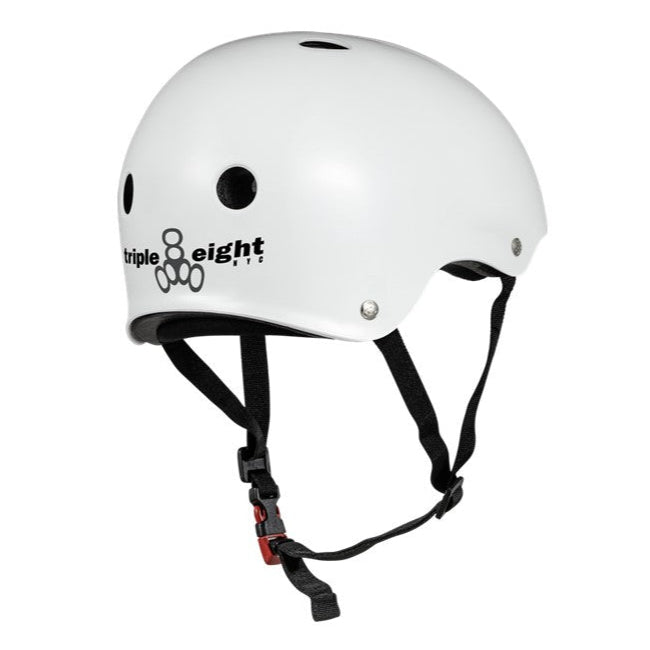 Triple 8 Certified Sweatsaver Skate Helmet White Gloss - Lucky Skates