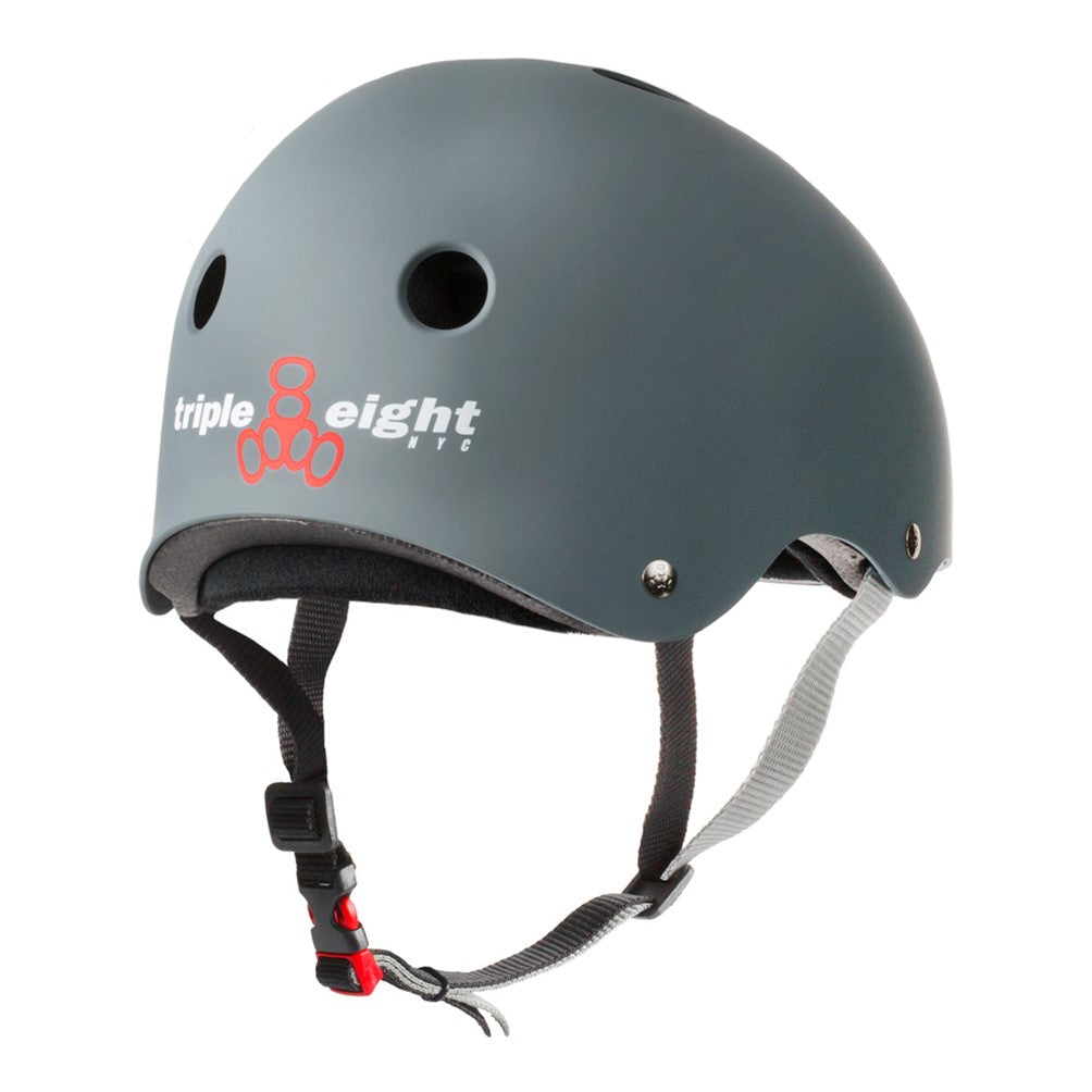 Triple 8 Certified Sweatsaver Skate Helmet Grey Carbon Matte - Lucky Skates