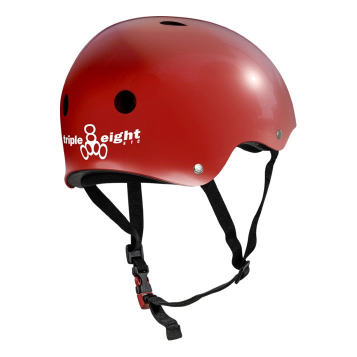 Triple 8 Certified Sweatsaver Skate Helmet Scarlet Red Gloss - Lucky Skates