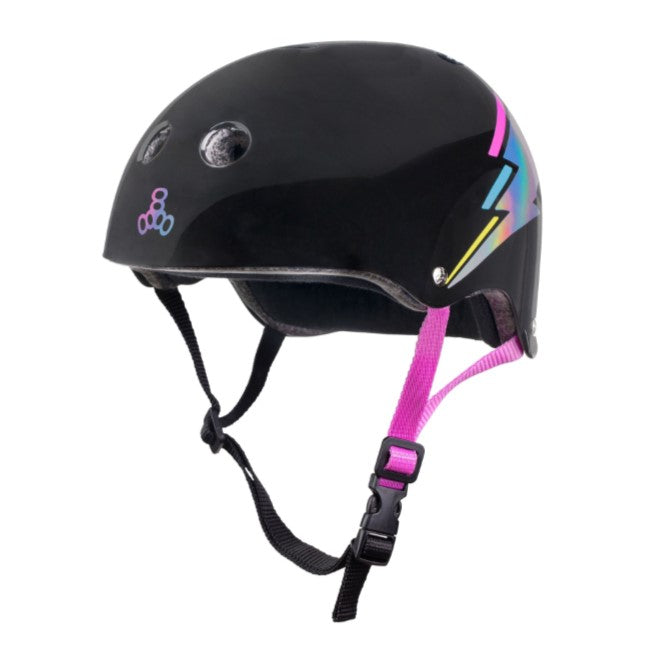 Triple 8 Certified Sweatsaver Skate Helmet Black Hologram - Lucky Skates