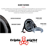 Triple 8 Certified Sweatsaver Skate Helmet Floral - Lucky Skates