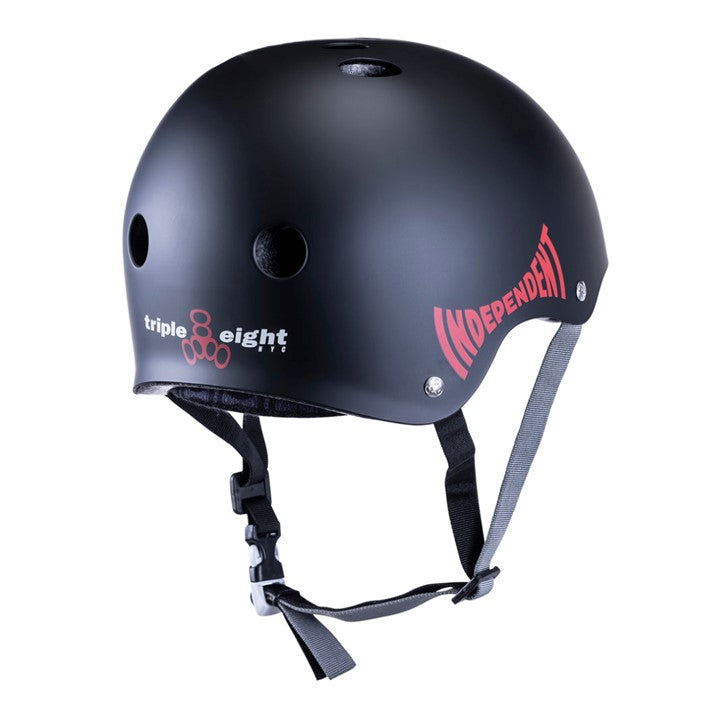 Triple 8 Certified Sweatsaver Skate Helmet Independent Black Matte Red - Lucky Skates