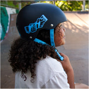 Triple 8 Certified Sweatsaver Skate Helmet Skate Like A Girl Black Matte Blue - Lucky Skates