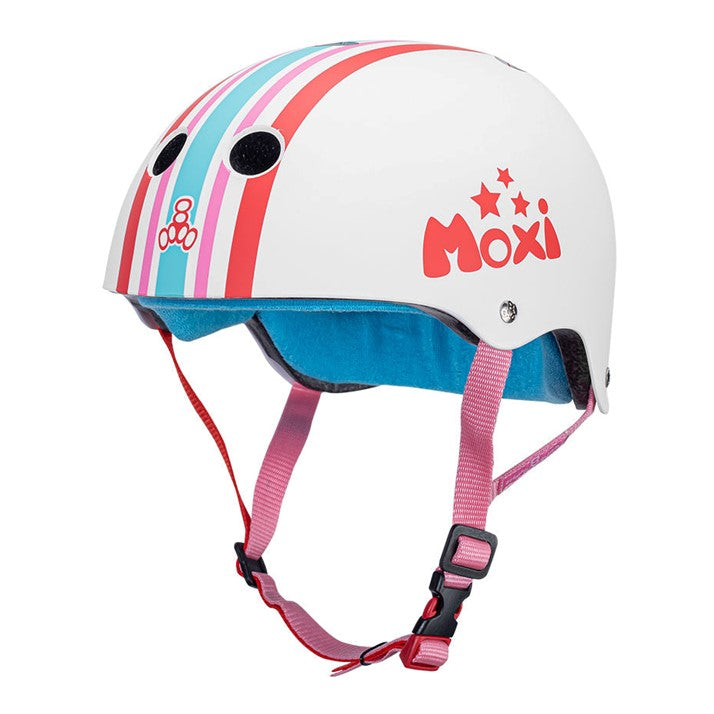 Moxi Skates Certified Sweatsaver Skate Helmet Stripey White Matte - Lucky Skates