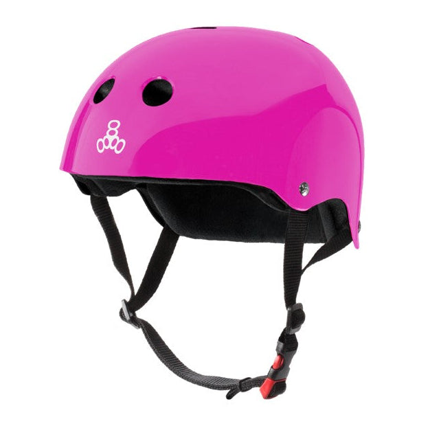 Triple 8 Certified Sweatsaver Skate Helmet Pink Gloss - Lucky Skates