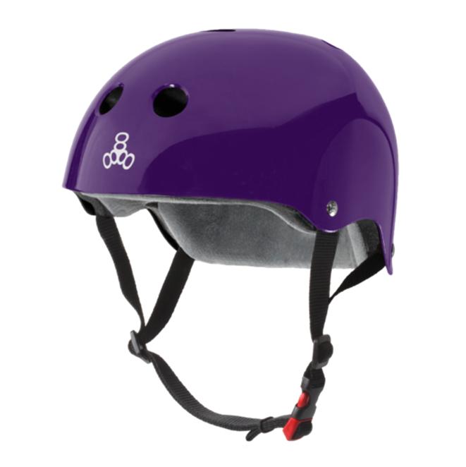 Triple 8 Certified Sweatsaver Skate Helmet Purple Gloss - Lucky Skates