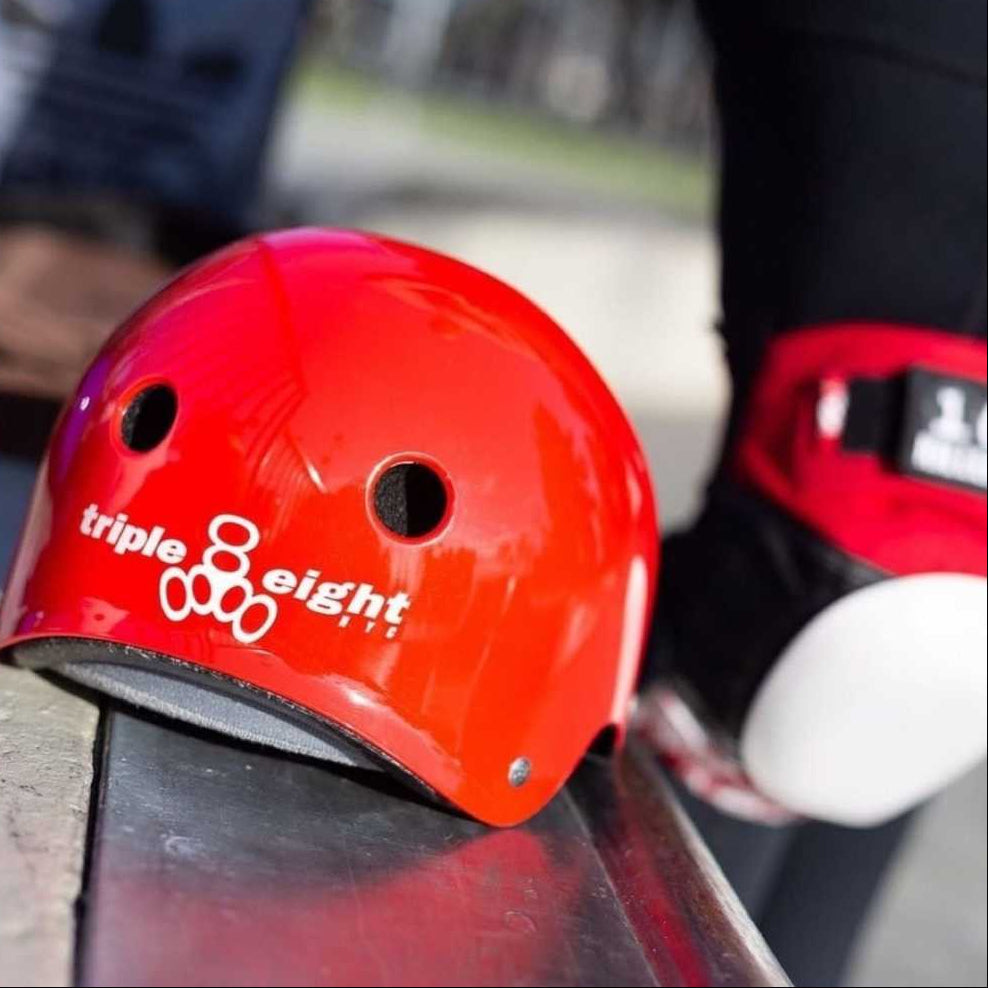 Triple 8 Certified Sweatsaver Skate Helmet Red Gloss - Lucky Skates