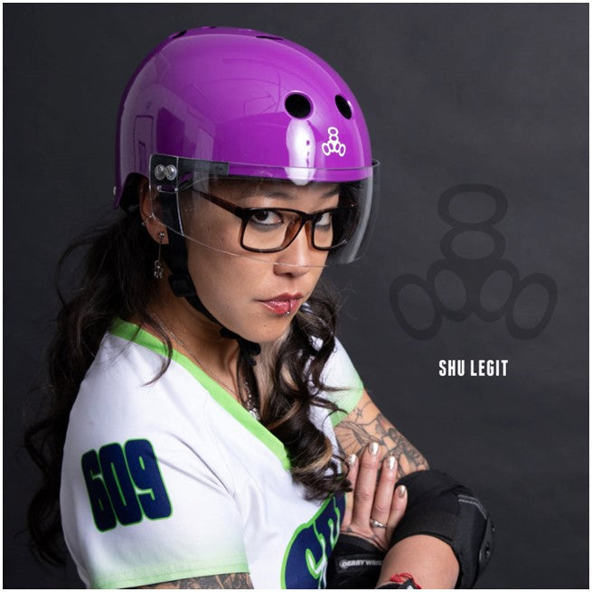 Triple 8 The Visor Skate Helmet Purple Gloss - Lucky Skates