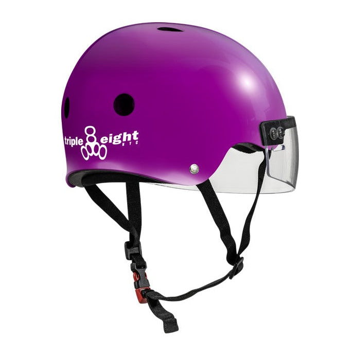 Triple 8 The Visor Certified Sweatsaver Roller Derby Skate Helmet Purple Gloss - Lucky Skates