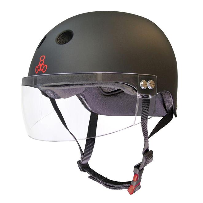 Triple 8 The Visor Roller Derby Skate Helmet Matte Black Rubber - Lucky Skates