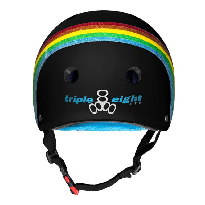 Triple 8 Certified Sweatsaver Skate Helmet Black Rainbow Sparkle - Lucky Skates