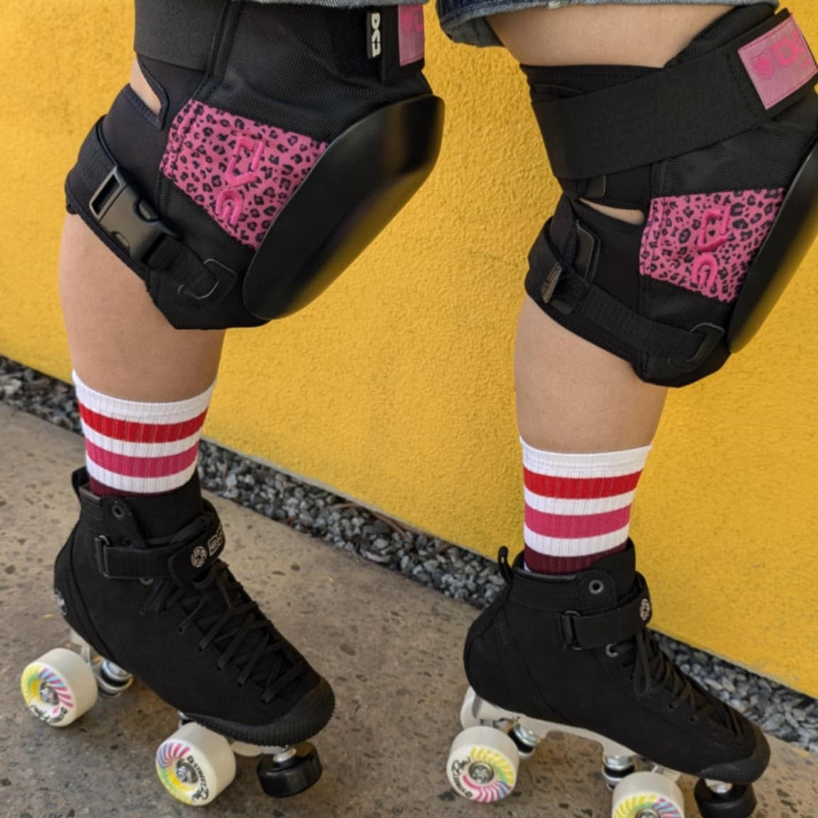 TSG Force III Pink Leopard Knee Pads  - Lucky Skates