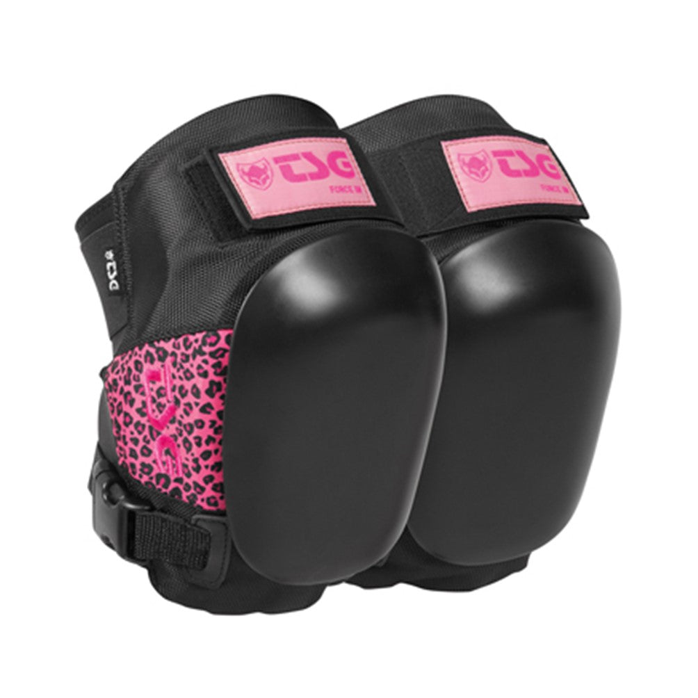 TSG Force III Pink Leopard Print Skate Knee Pads - Lucky Skates