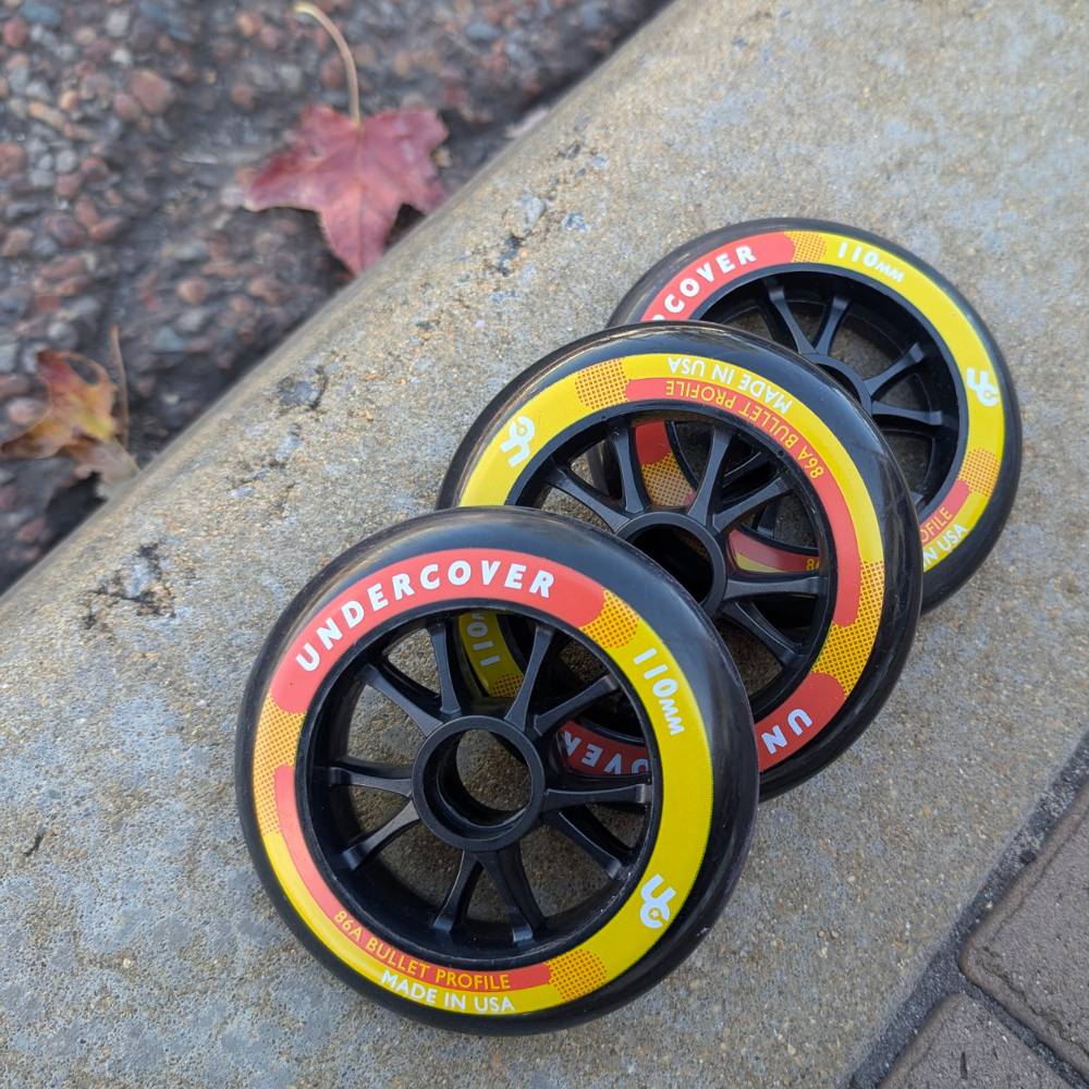Undercover Black Bullet Inline Speed Wheels Black 110mm 86A 3 Pack - Lucky Skates
