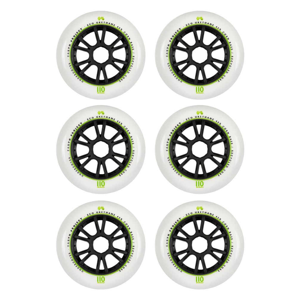 Undercover Earth Inline Speed Wheel Wheel White 110mm 88A - 6 Pack - Lucky Skates