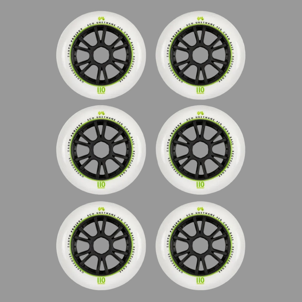 Undercover Earth Inline Speed Wheel Wheel White 110mm 88A 6 Pack White - Lucky Skates