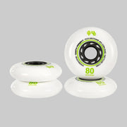Undercover Earth Recycled Inline Skate Wheels 80mm 88A White Green 4 Pack - Lucky Skates 