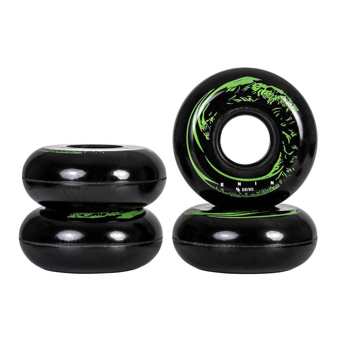 Undercover Eugen Enin Movie Inline Aggressive Wheel Black /Green 58mm 90A  - 4 Pack - Lucky Skates