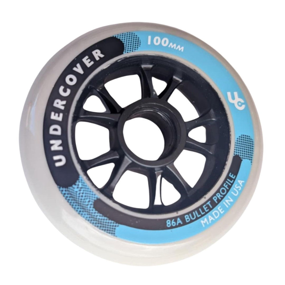 Undercover Grey Blue Bullet Inline Skate Wheels 100mm 86a - Lucky Skates