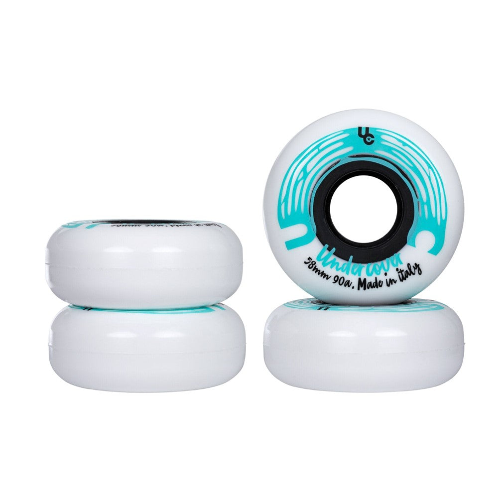 Undercover IT Aggressive Inline Wheels 58mm 90A White 4 pack - Lucky Skates