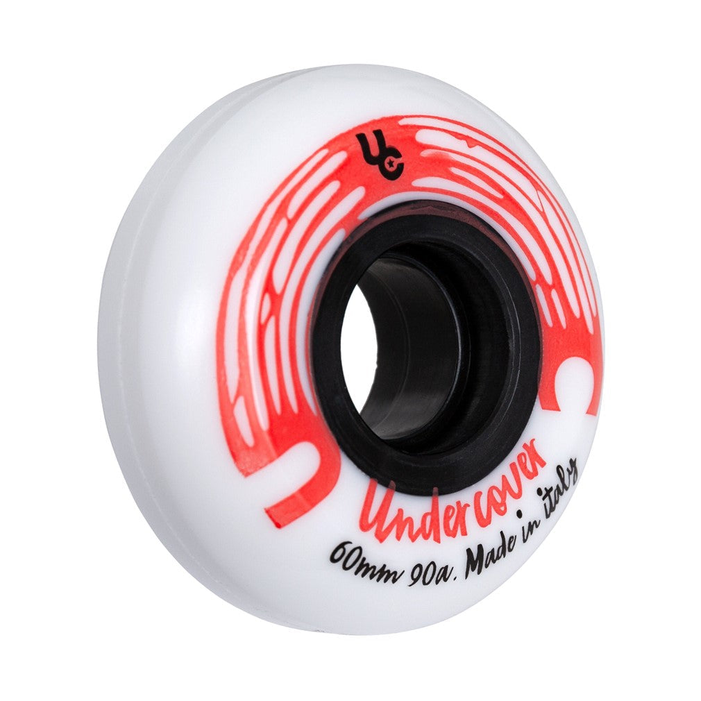 Undercover IT Aggressive Inline Wheels 60mm 90A White Red - Lucky Skates 