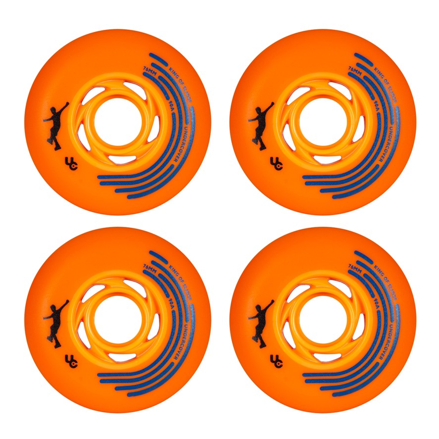 Undercover King of Slides Inline Skate Rollerblade Wheels 76mm 90A Orange 4 pack - Lucky Skates 