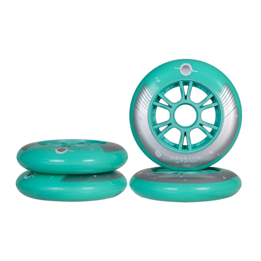 Undercover Movies Miriam Fatmi Inline Wheels Aqua Silver 100mm 88a 4 Pack - Lucky Skates