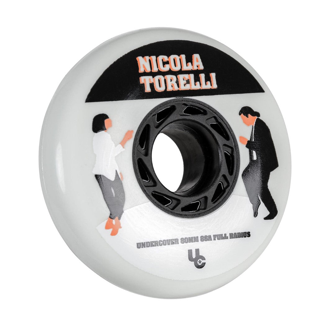 Undercover Movies Nicola Torelli White Inline Wheels 80mm 86A - 4 Pack - Lucky Skates