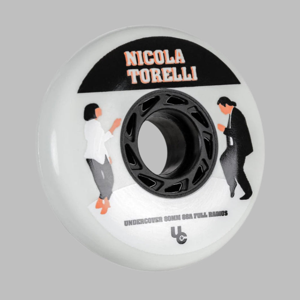 Undercover Movies Nicola Torelli White Inline Wheels 80mm 86A - Lucky Skates