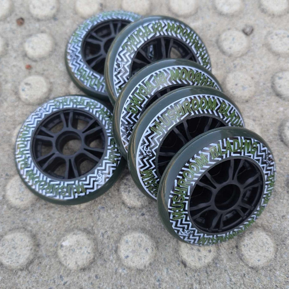 Undercover Mushroomblading TV Line Inline Wheels 100mm 86A Green 6 Pack - Lucky Skates