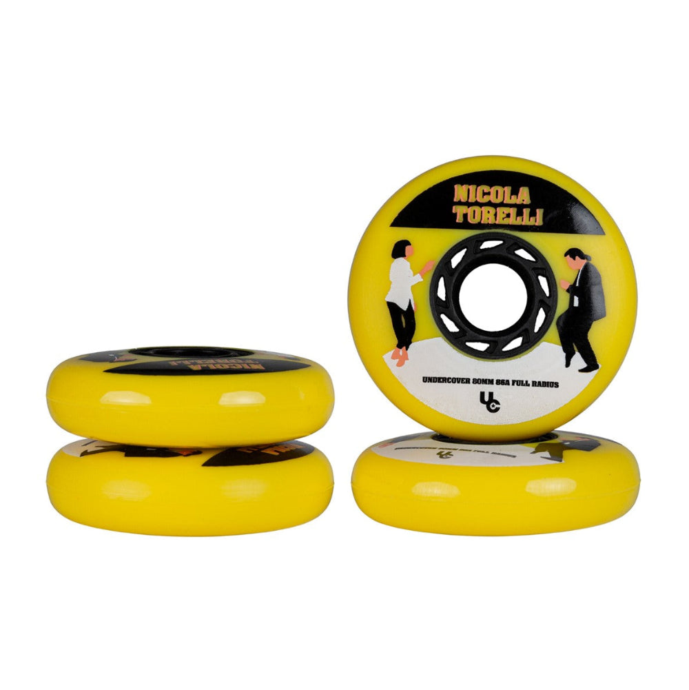 Undercover Nicola Torelli Movie Inline Aggressive Wheels Yellow 80mm 86A 4 Pack - Lucky Skates