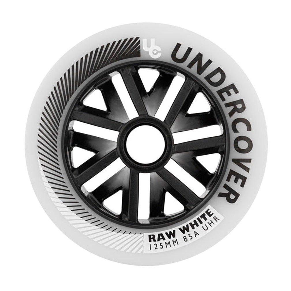 Undercover Raw Inline Rollerblade Wheels 125mm 85A White - Lucky Skates 