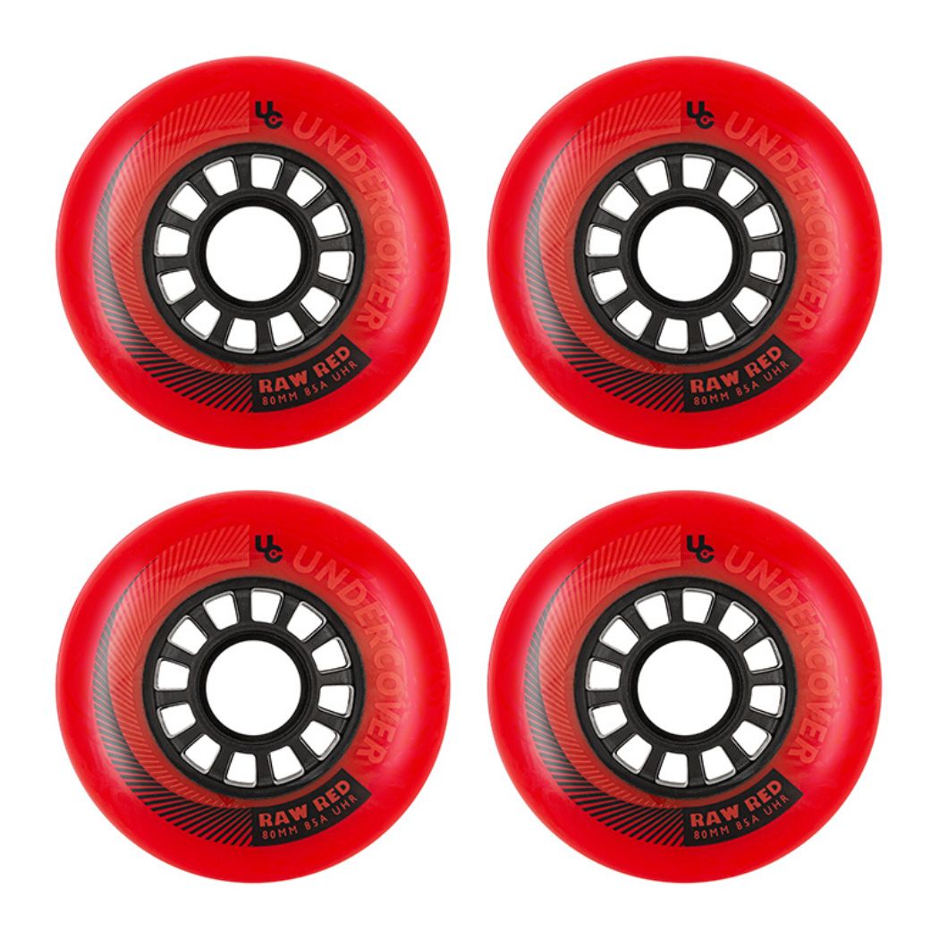 Undercover Raw Red Inline Wheels 80mm 85A 4 Pack Lucky Skates 
