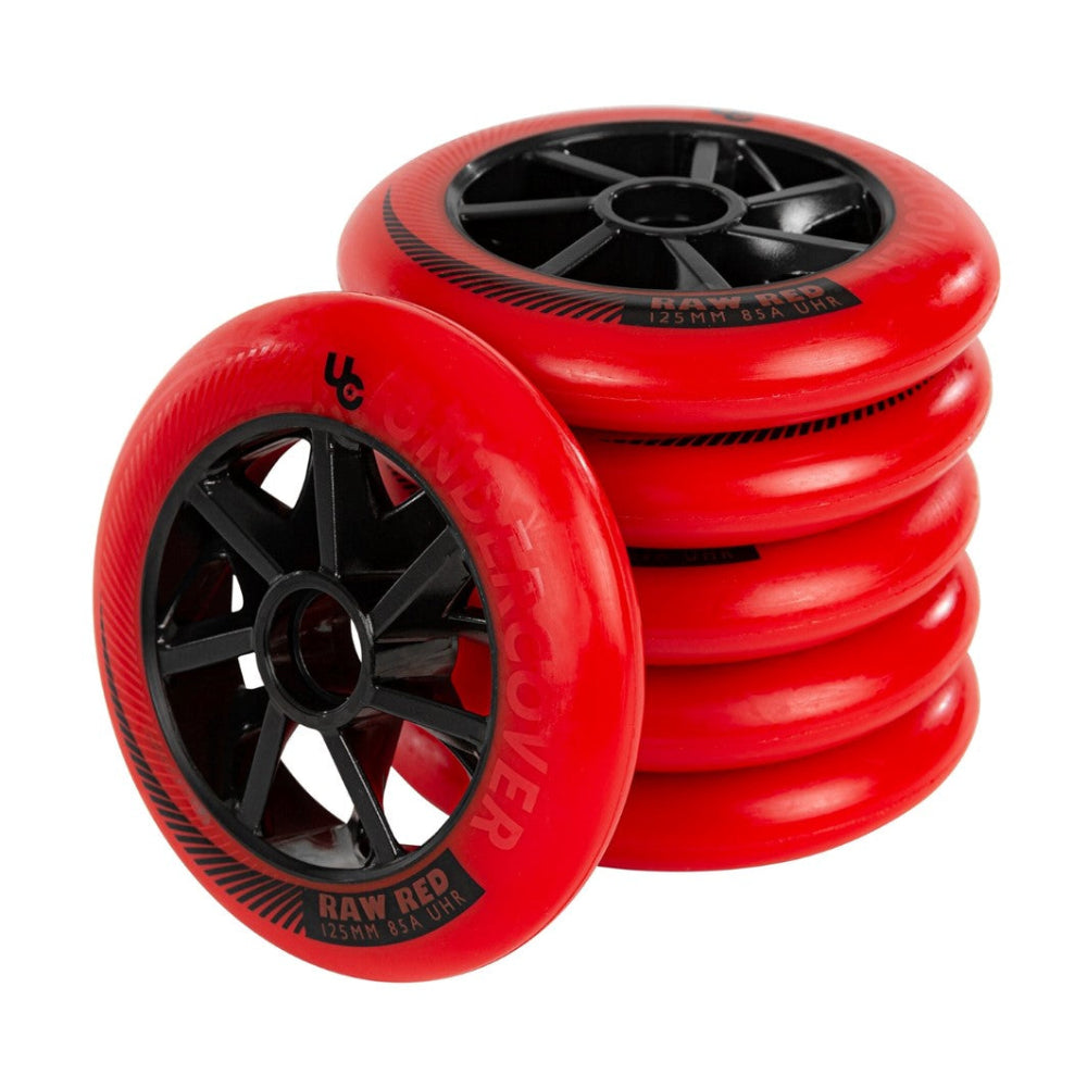 Undercover Raw Red Inline Skate Wheels 125mm 85a 6 Pack - Lucky Skates