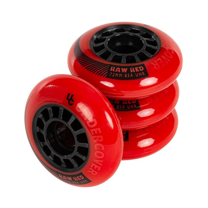 Undercover Raw Red Inline Skate Wheels 72mm 85a 4 Pack - Lucky Skates