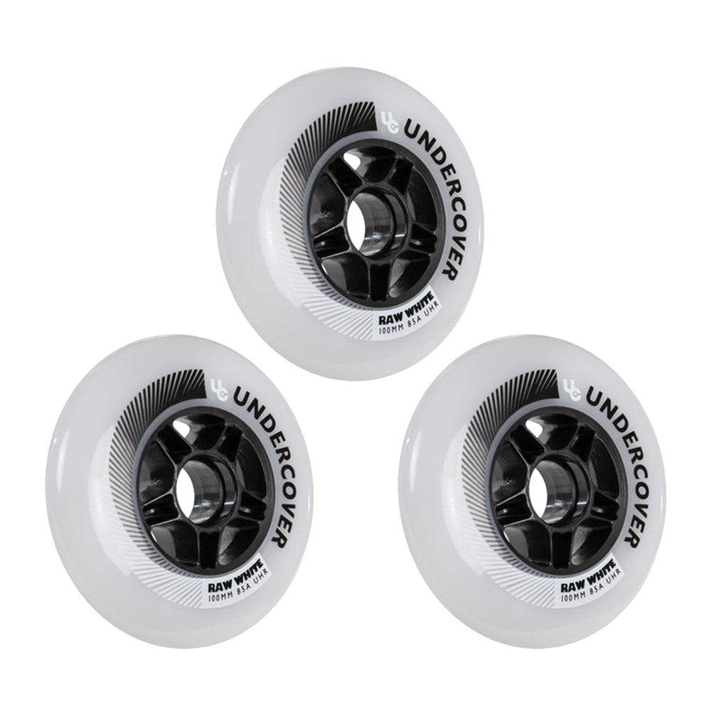 Undercover Raw White Inline Wheels White 100mm 85a 3 pack - Lucky Skates