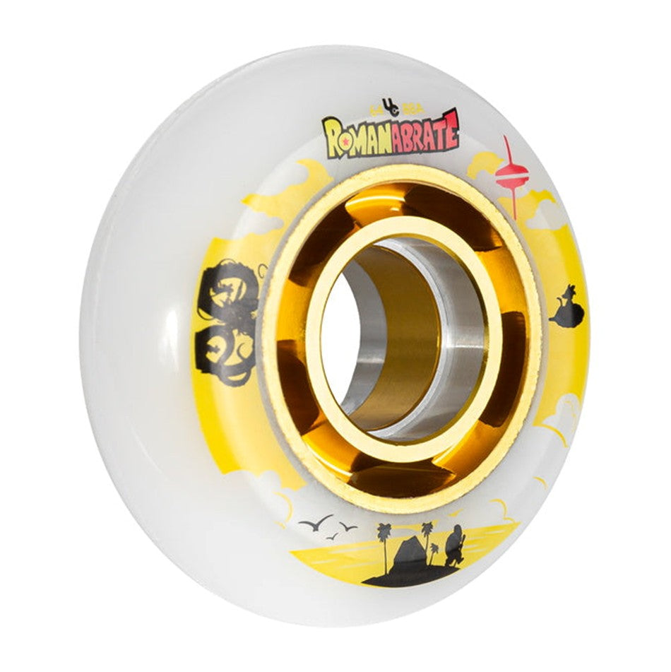 Undercover Roman Abrate TV Line Aggressive Inline Wheels 64mm 88A Gold Alloy Hub - Lucky Skates 