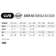 USD Aeon Bladies Fabiola Da Silva Aggressive Inline Skates Size Chart - Lucky Skates 