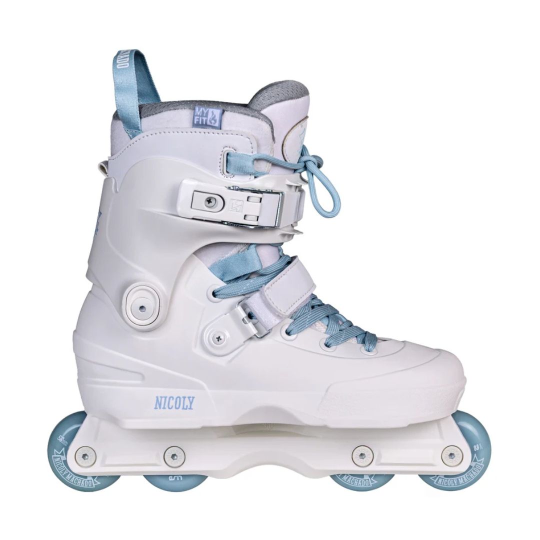 USD Aeon Nicoly Pro 60mm Aggressive Inline Skates White Light Blue - Lucky Skates 