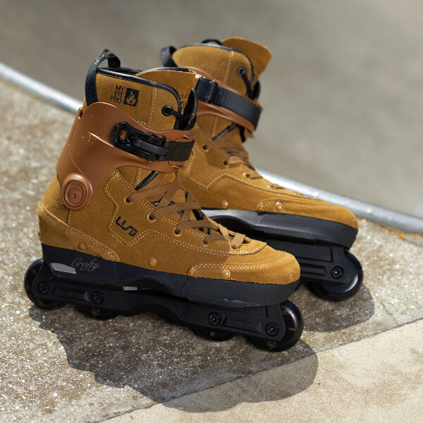 USD Aeon Sam Crofts V Aggressive Inline Skates Brown Suede 60mm - Lucky Skates 
