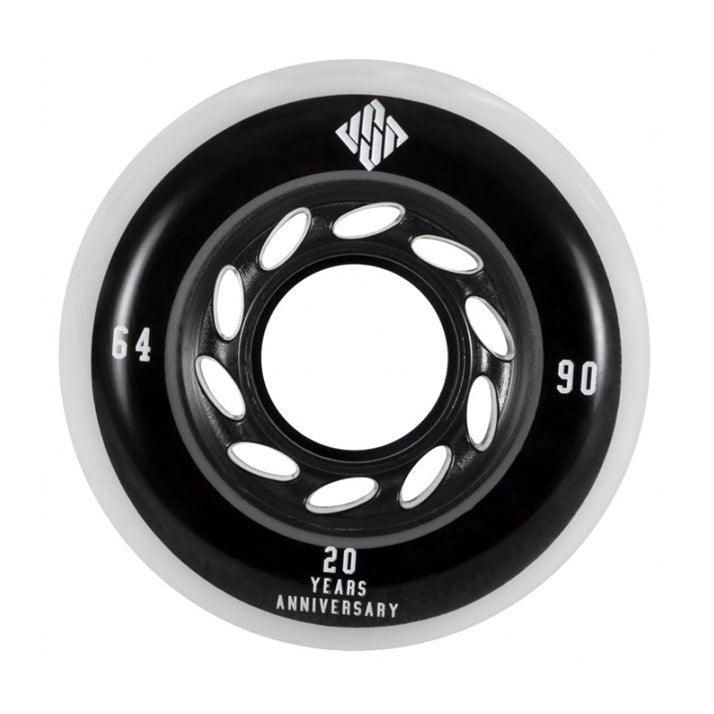 USD Team Inline Wheels 64mm 90A White White 90a 64mm - Lucky Skates