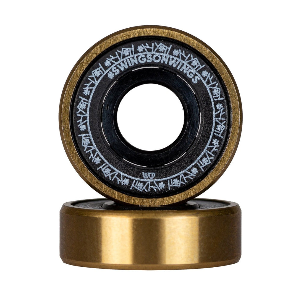 Wicked Bart Swings Ceramic Skate Bearings Black/Gold 608 8mm 16 Pack - Lucky Skates