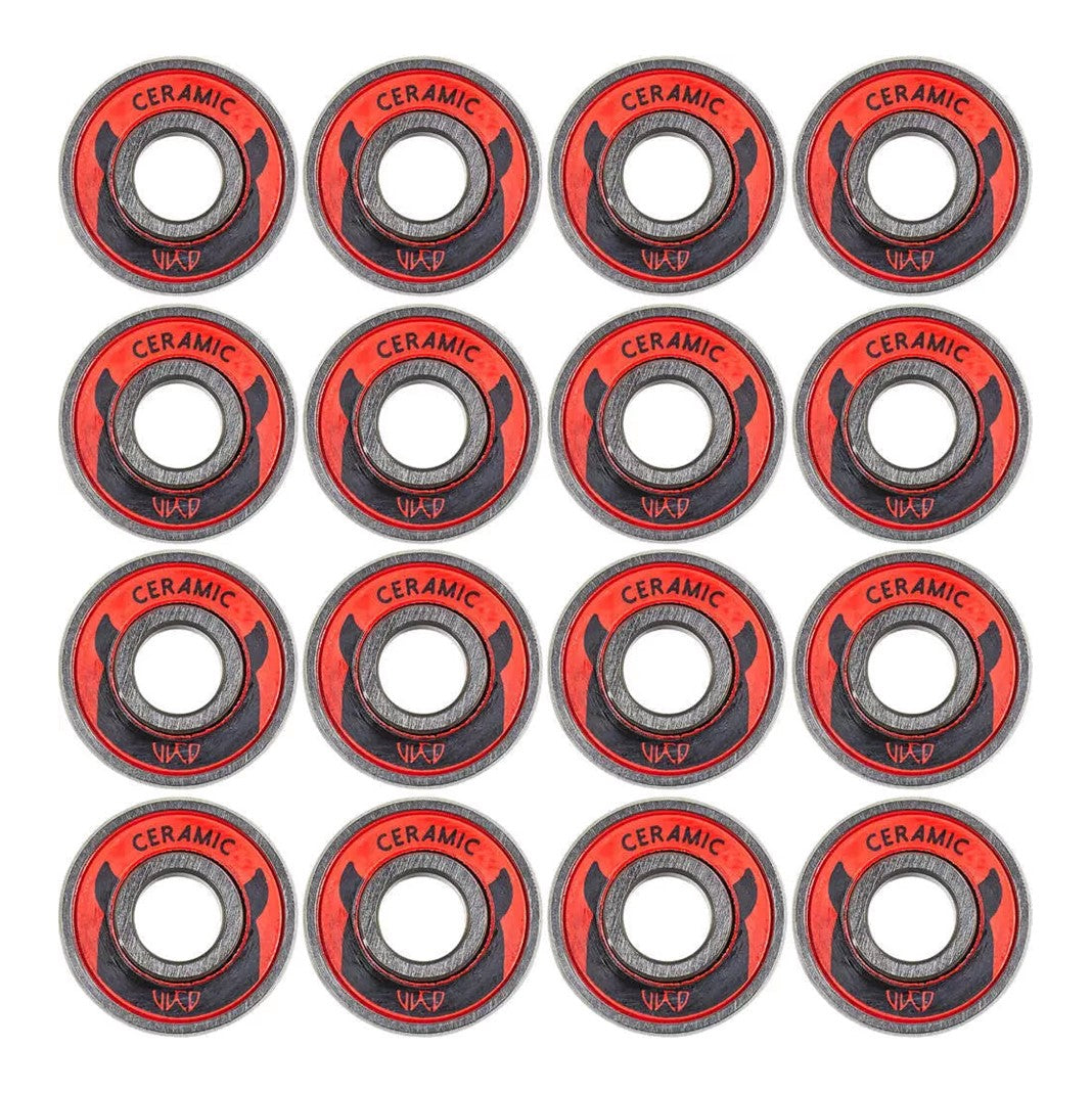 Wicked Ceramic Red 608 Skate Bearings Red 16 Pack - Lucky Skates