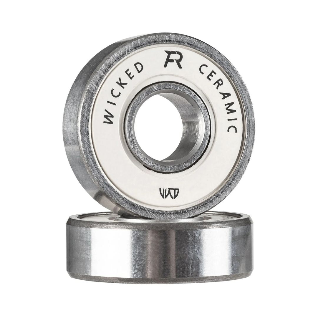 Wicked FR Ceramic Skate Bearings 8mm 608 White - Lucky Skates